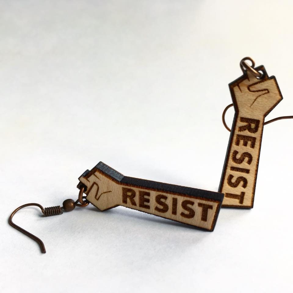 Resist Fist Drop Earrings