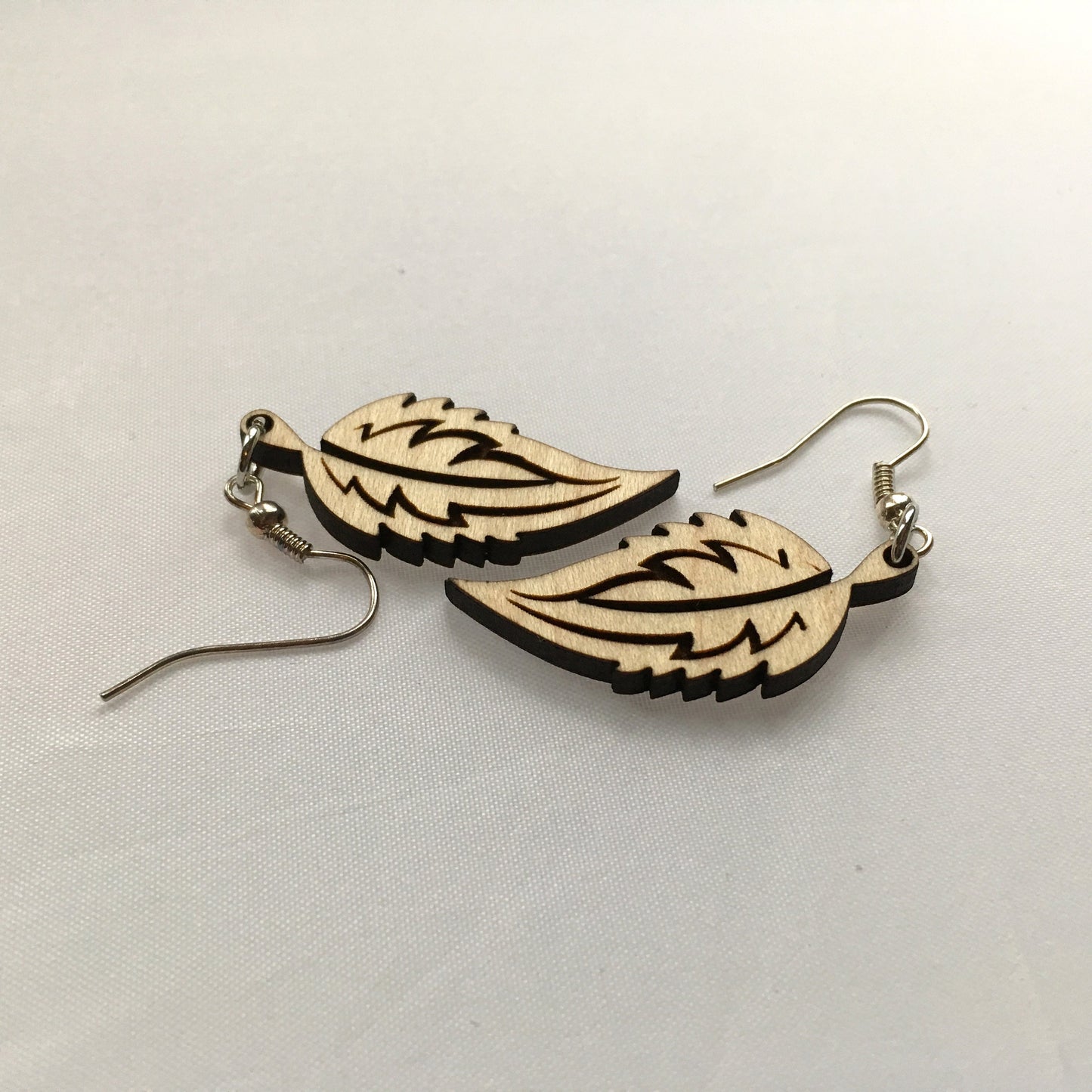 Long Leaf Wood Drop Earrings