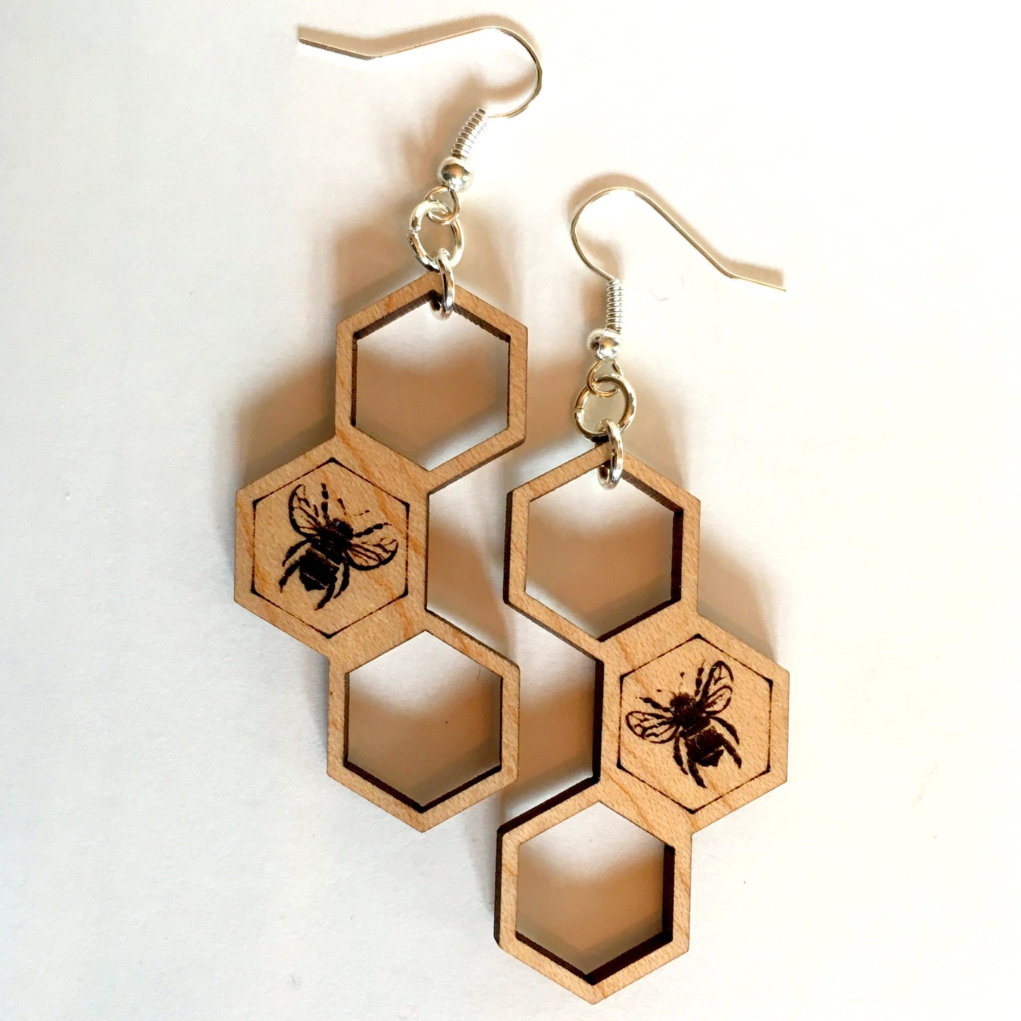 Honey Bee Hexagon Dangle Earrings