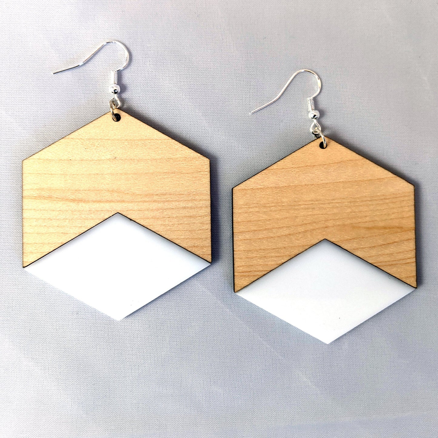 Hexagon Two Tone Earrings