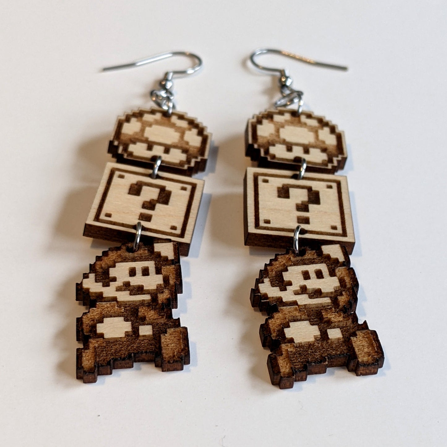 Mario Block Mushroom Stack Earrings
