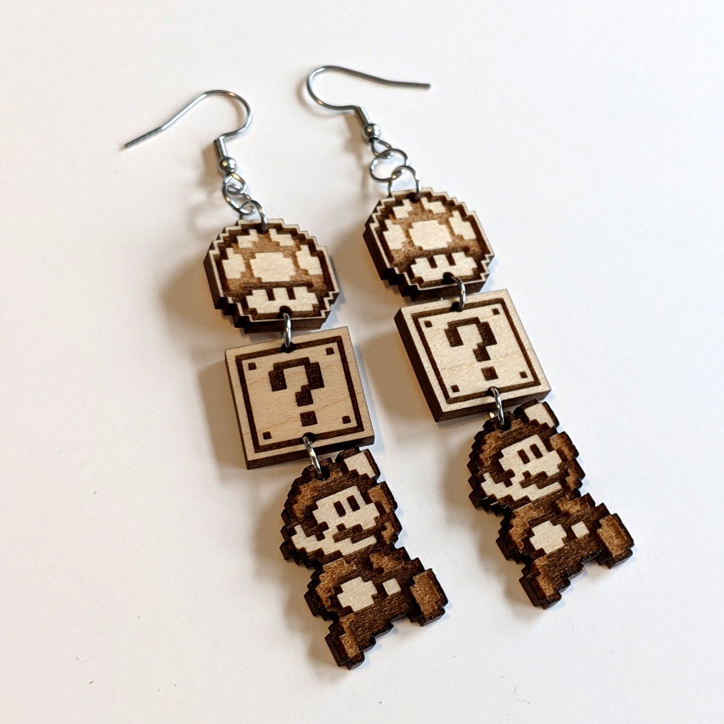 Mario Block Mushroom Stack Earrings