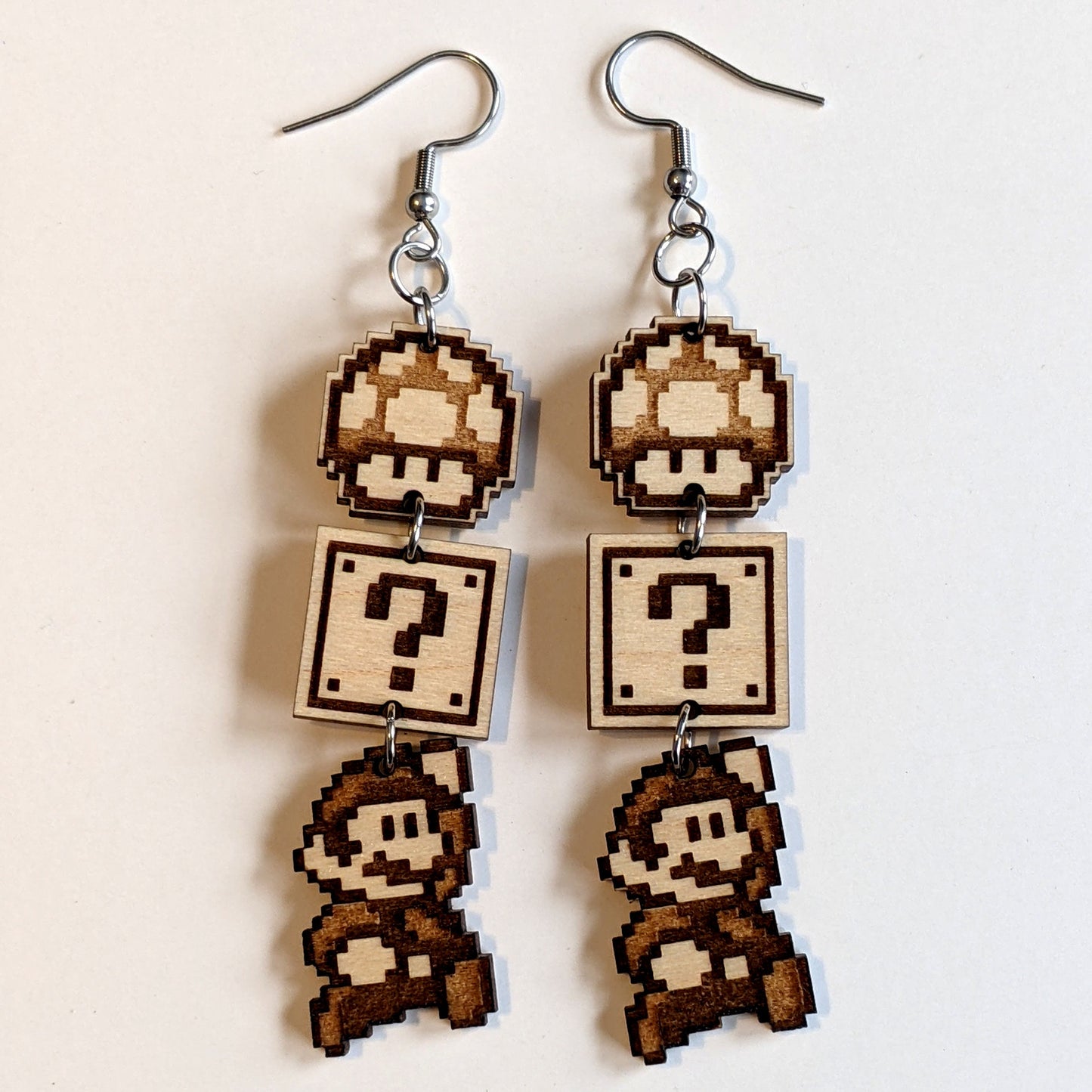 Mario Block Mushroom Stack Earrings