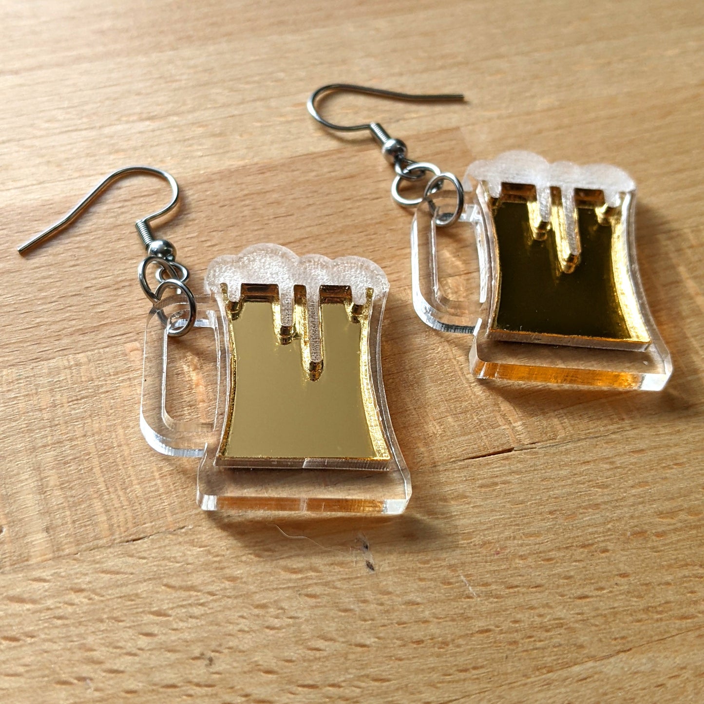 Golden Beer Mug Dangle Earrings