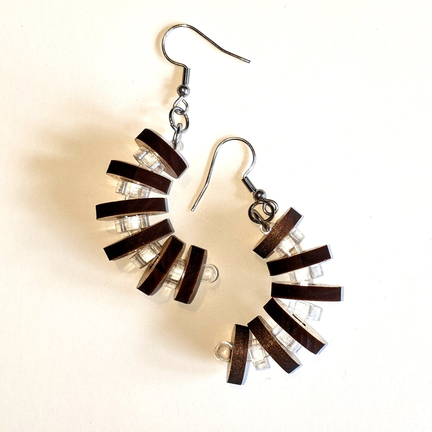 Floating Wooden Arc Earrings
