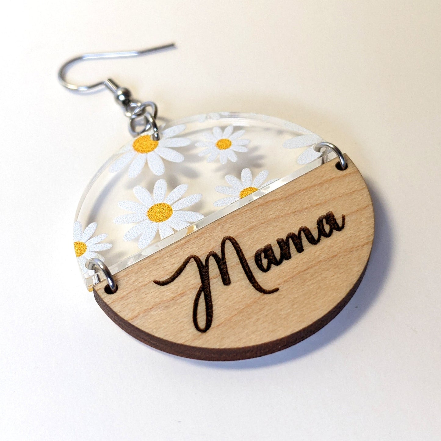 Mama Split Circle Dangle Earrings