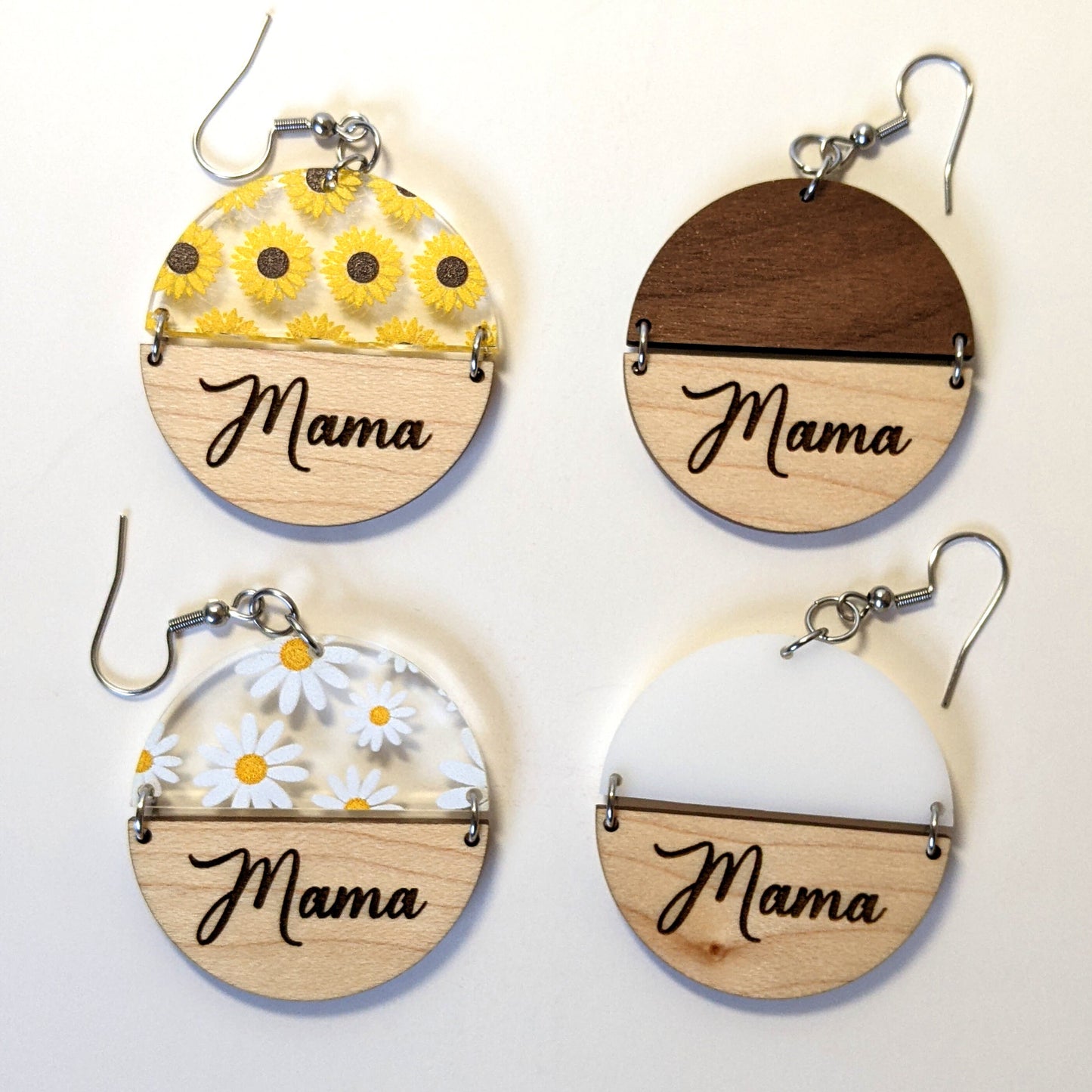 Mama Split Circle Dangle Earrings
