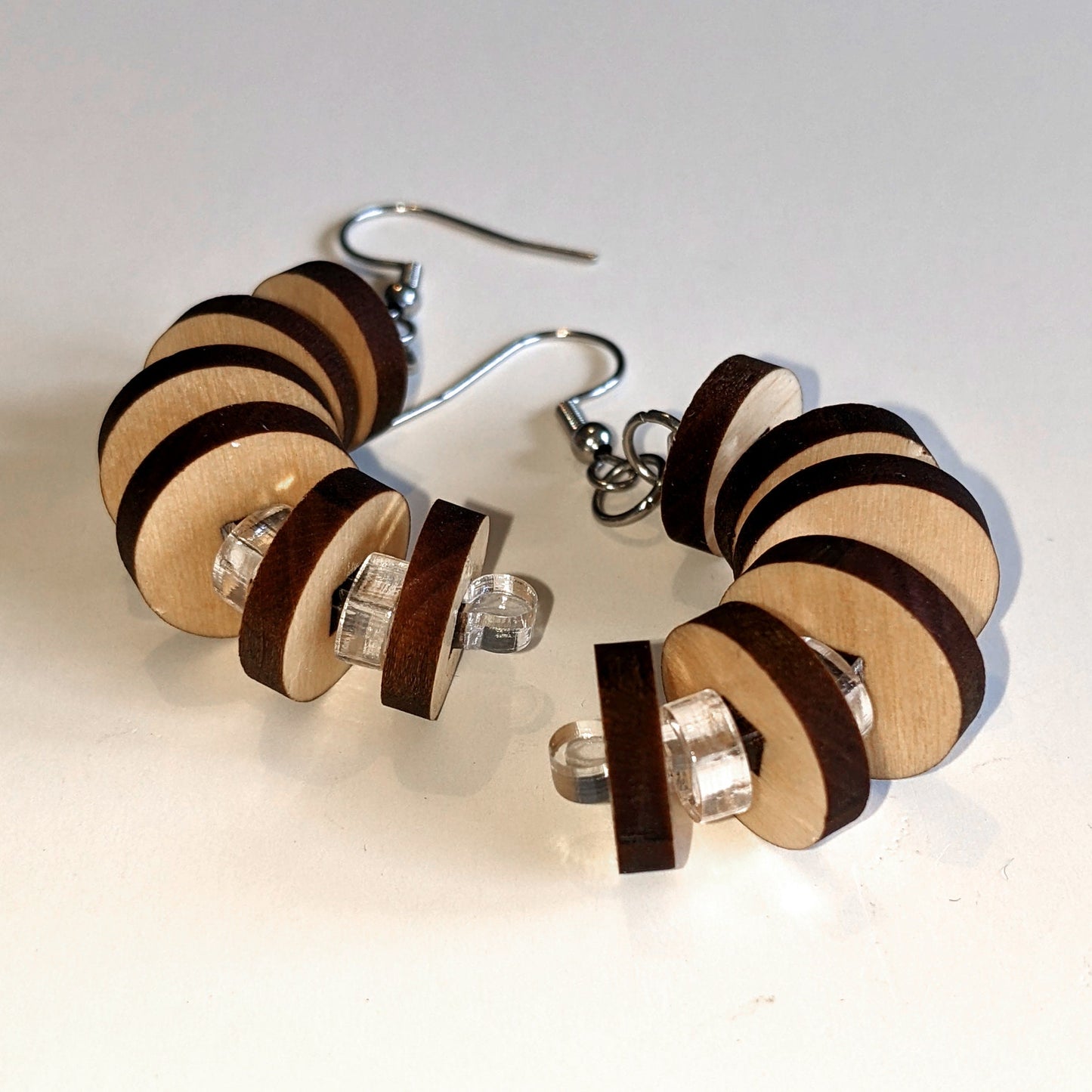 Floating Wooden Arc Earrings