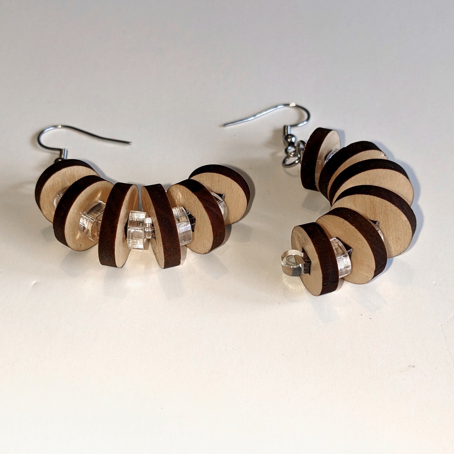 Floating Wooden Arc Earrings
