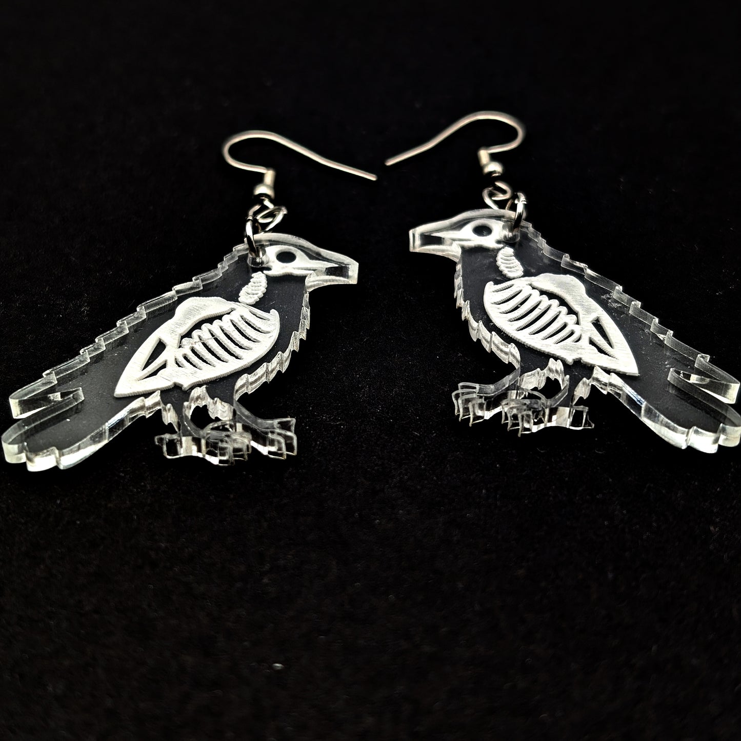 Crow Skeleton Dangle Earrings