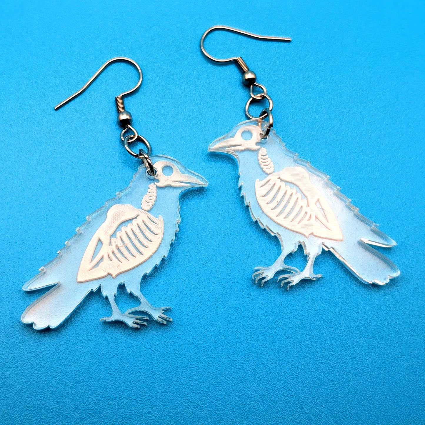 Crow Skeleton Dangle Earrings