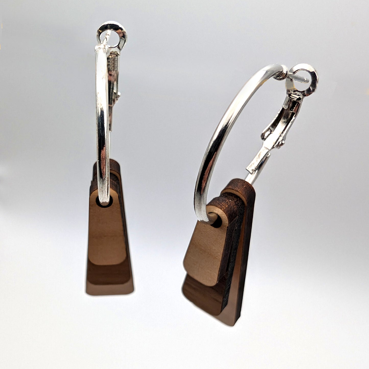 3 Tier Wood Hoop Dangle Earrings