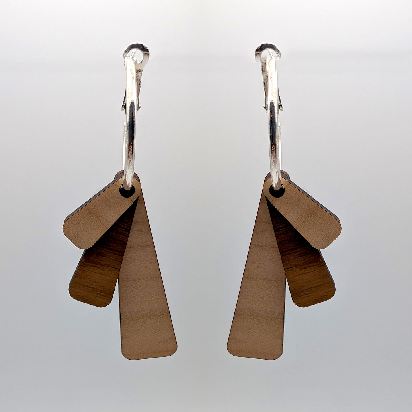 3 Tier Wood Hoop Dangle Earrings