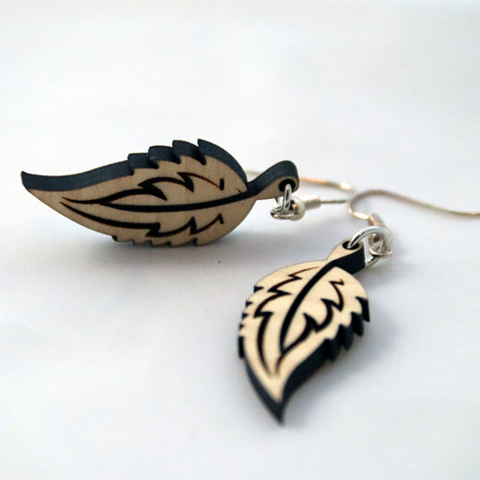 Long Leaf Wood Drop Earrings