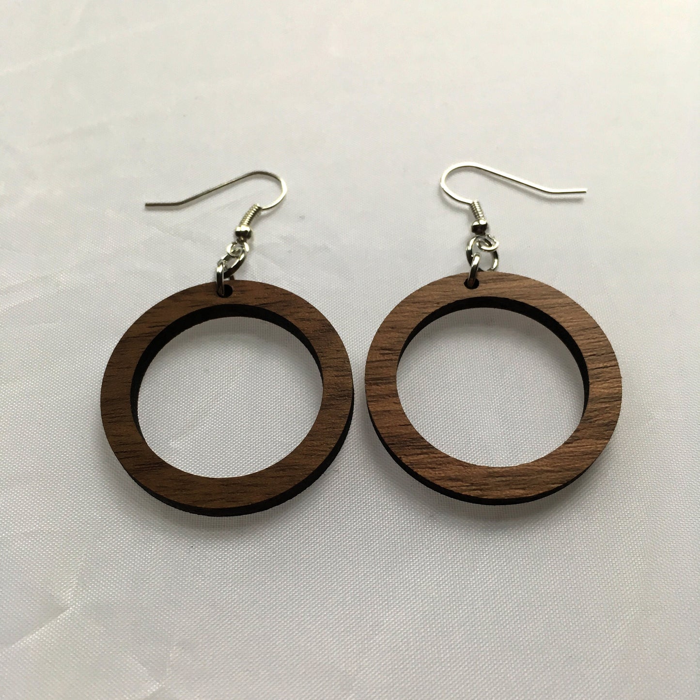 Wood Hoop Drop Earrings