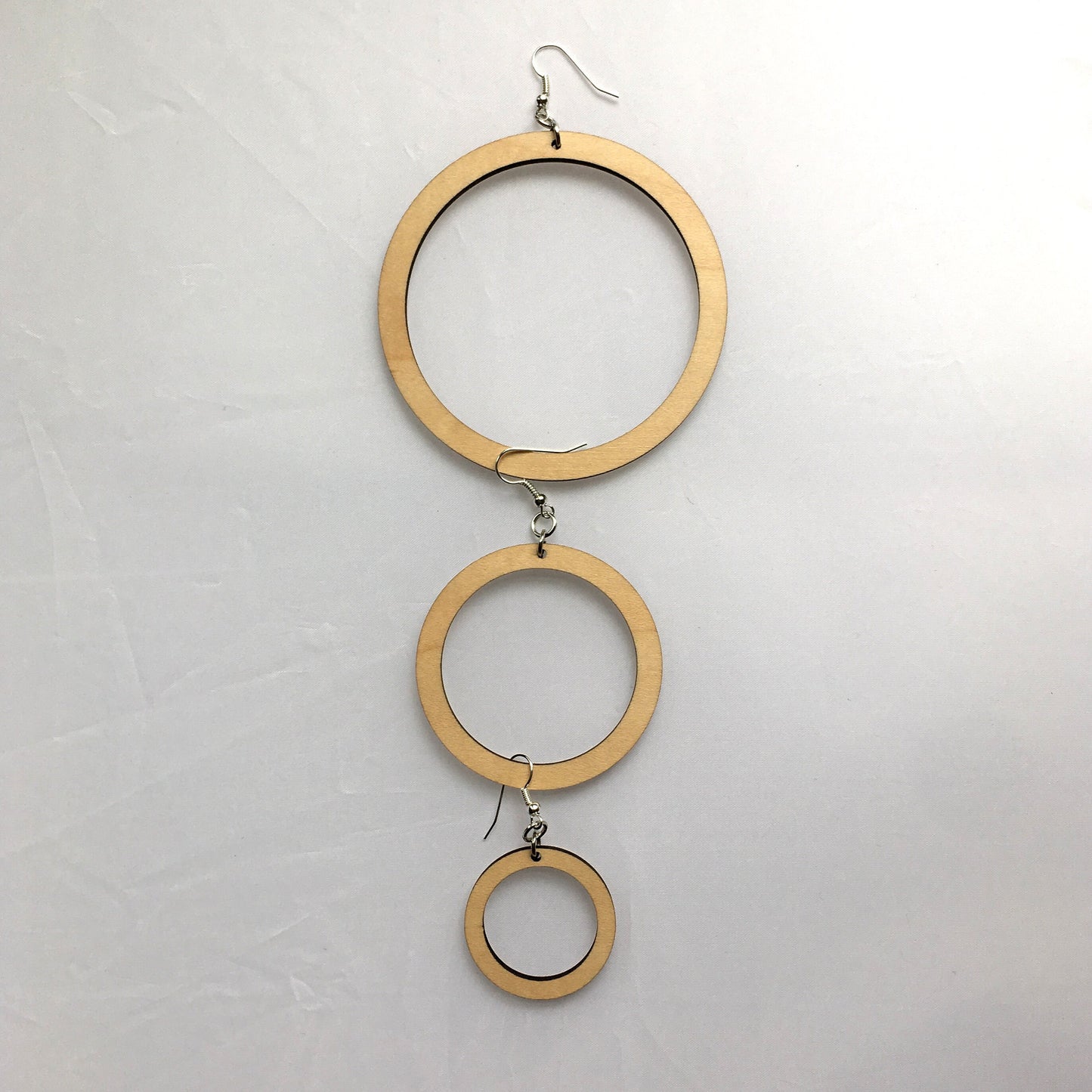 Wood Hoop Drop Earrings