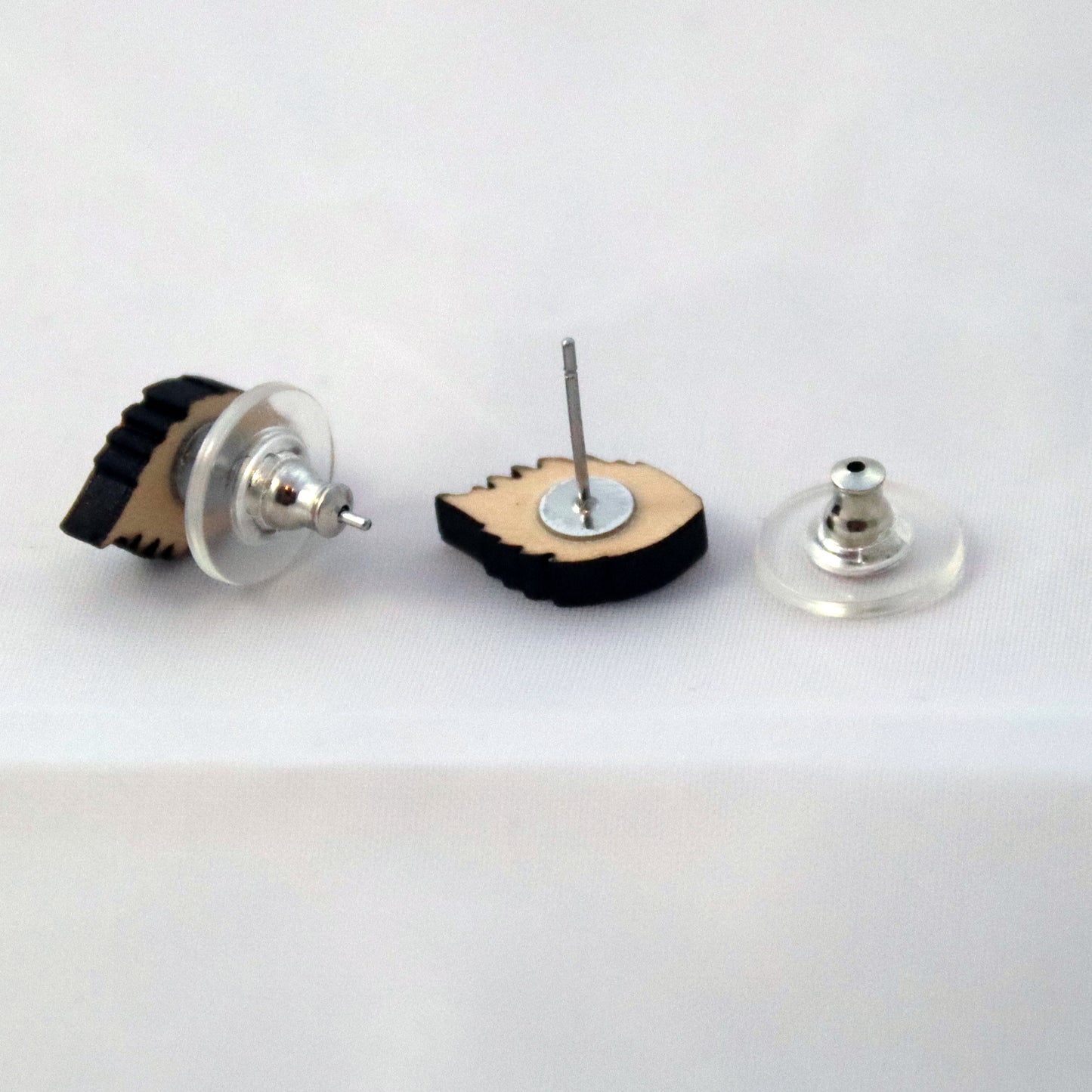 Wood Leaf Stud Earrings