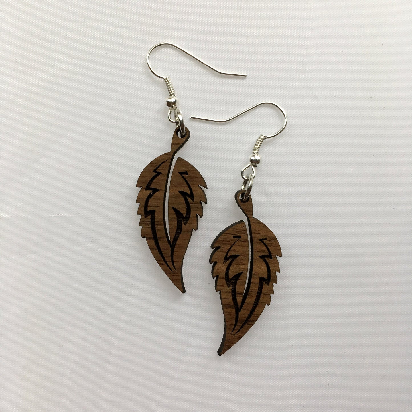 Long Leaf Wood Drop Earrings
