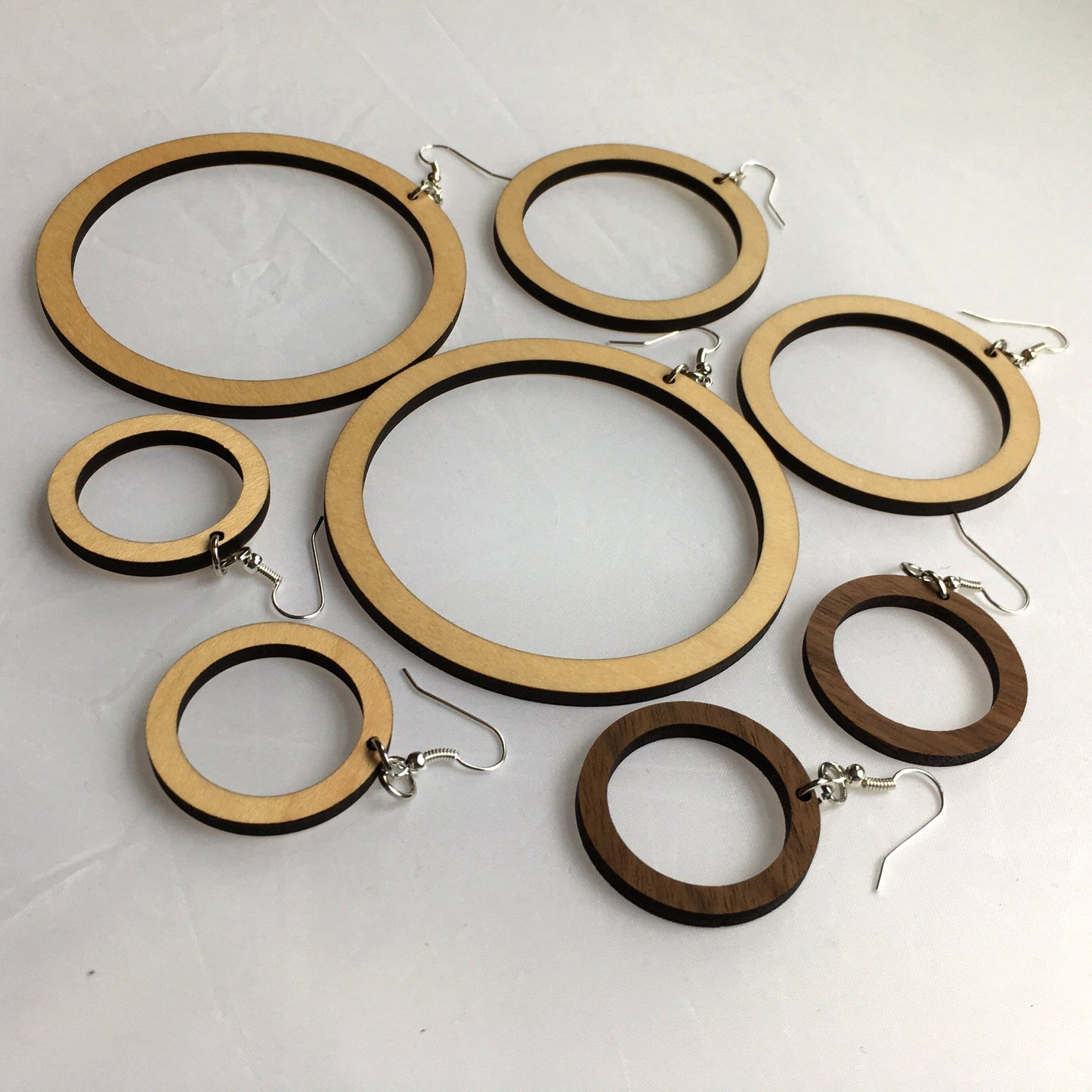 Wood Hoop Drop Earrings
