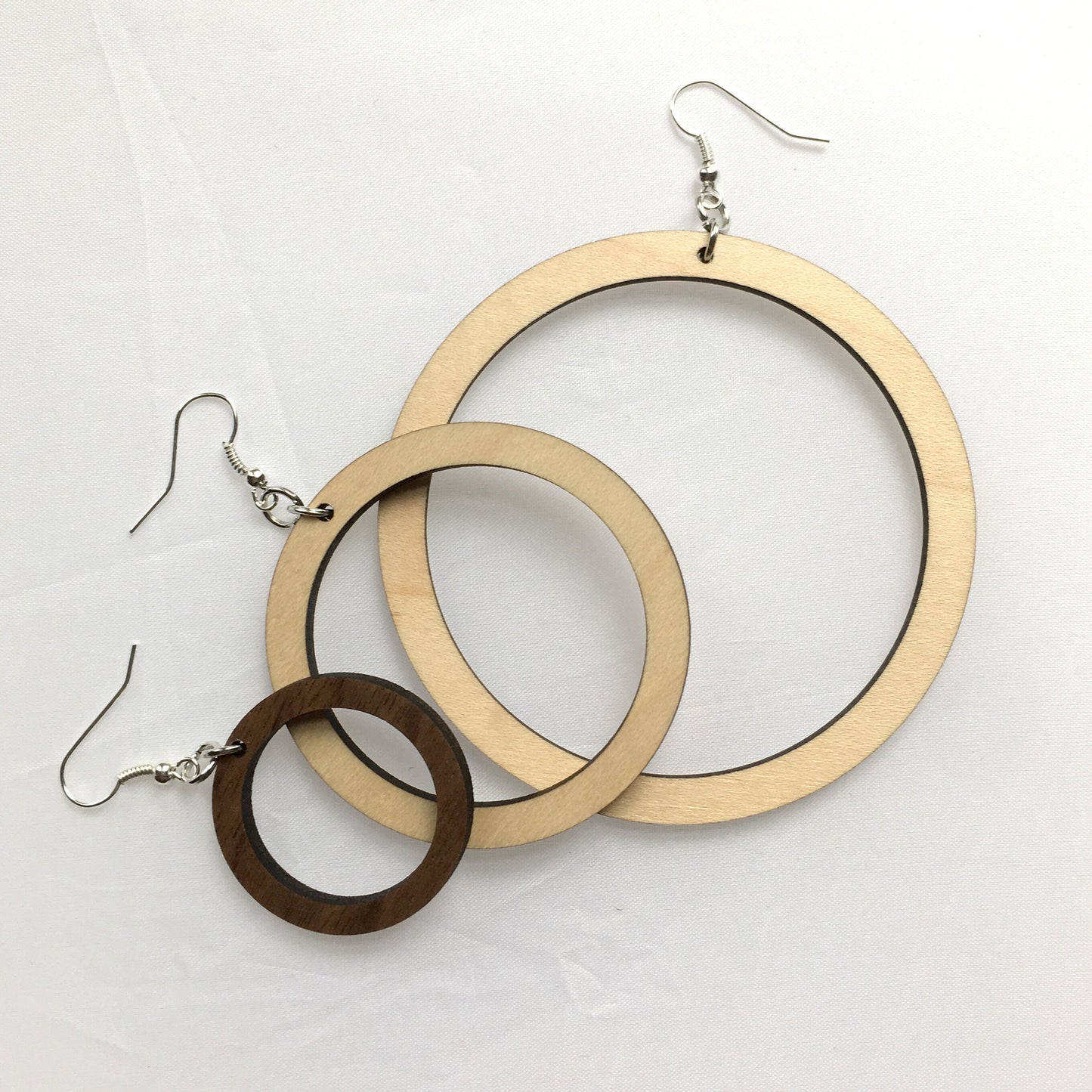 Wood Hoop Drop Earrings