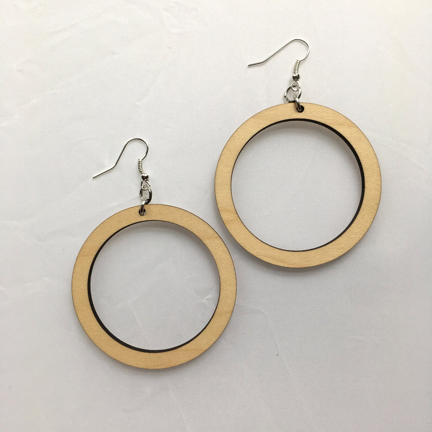 Wood Hoop Drop Earrings