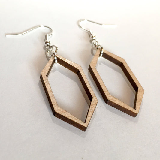 Hollow Crystal Wooden Earrings