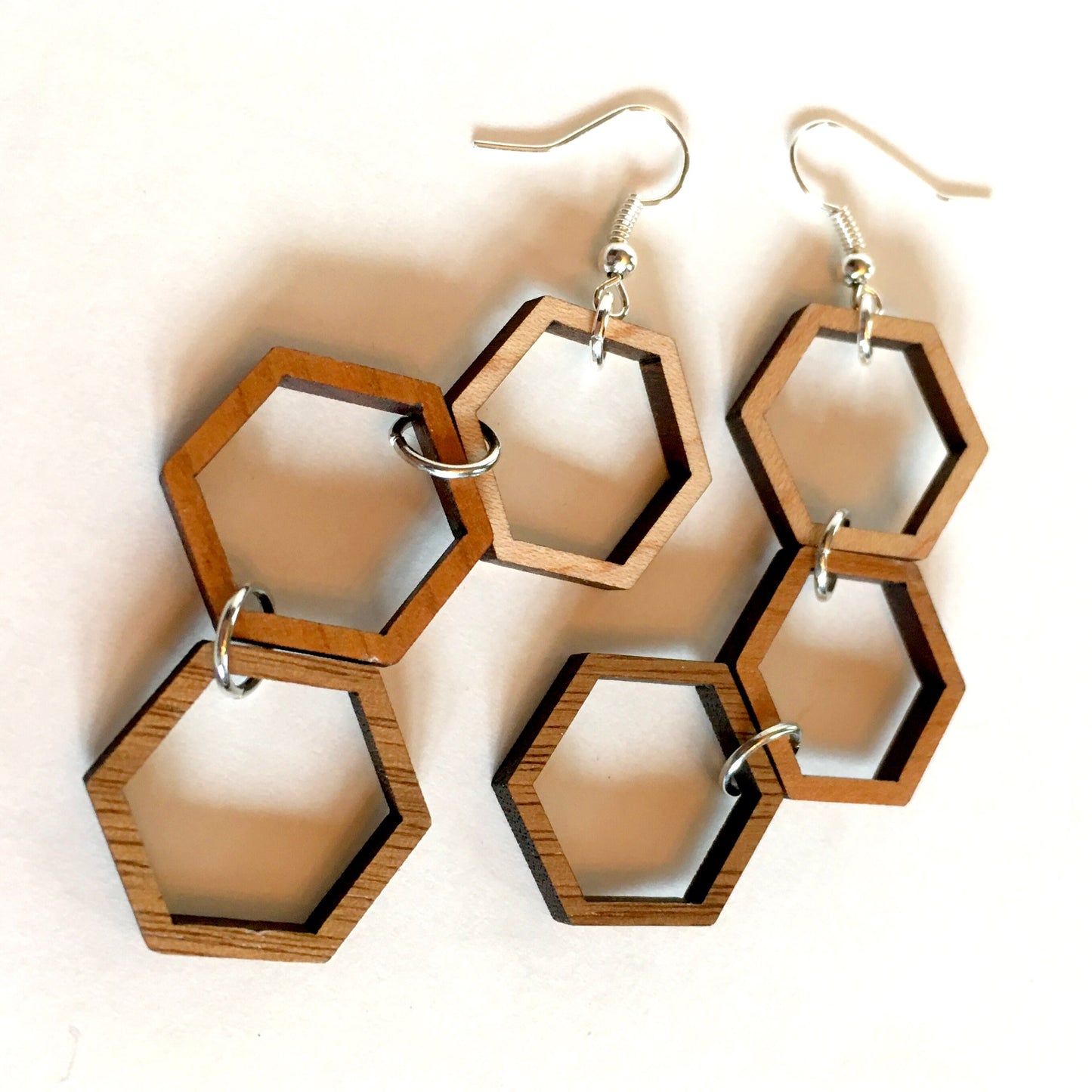 Triple Hexagon Dangle Earrings