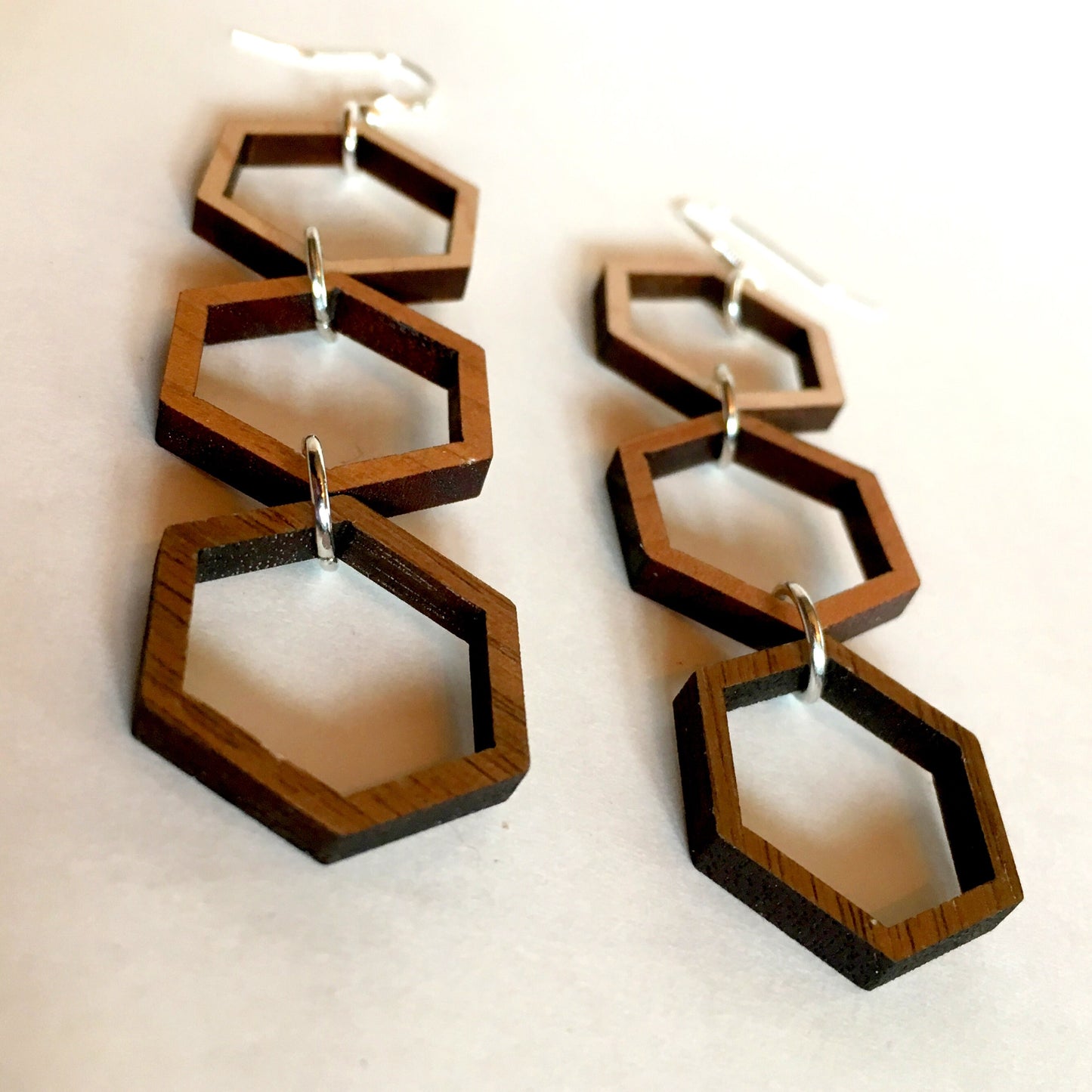 Triple Hexagon Dangle Earrings