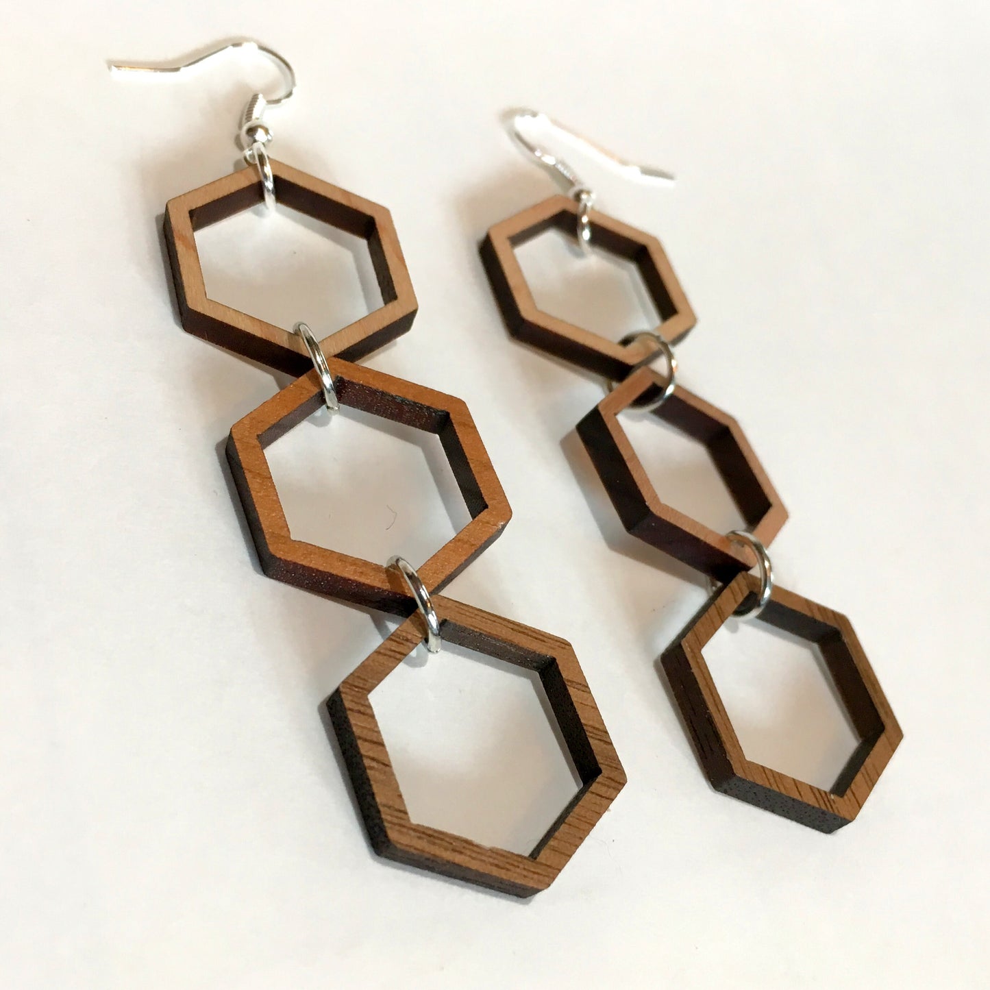 Triple Hexagon Dangle Earrings