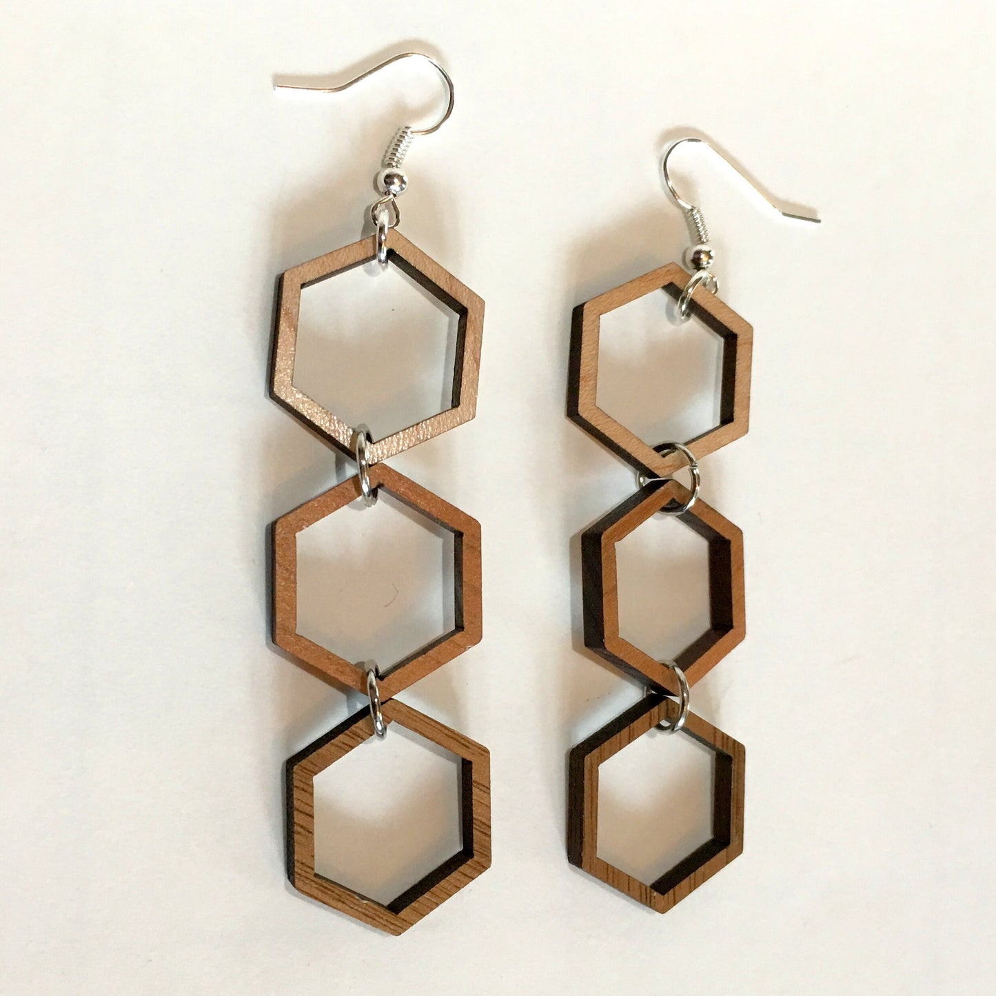 Triple Hexagon Dangle Earrings