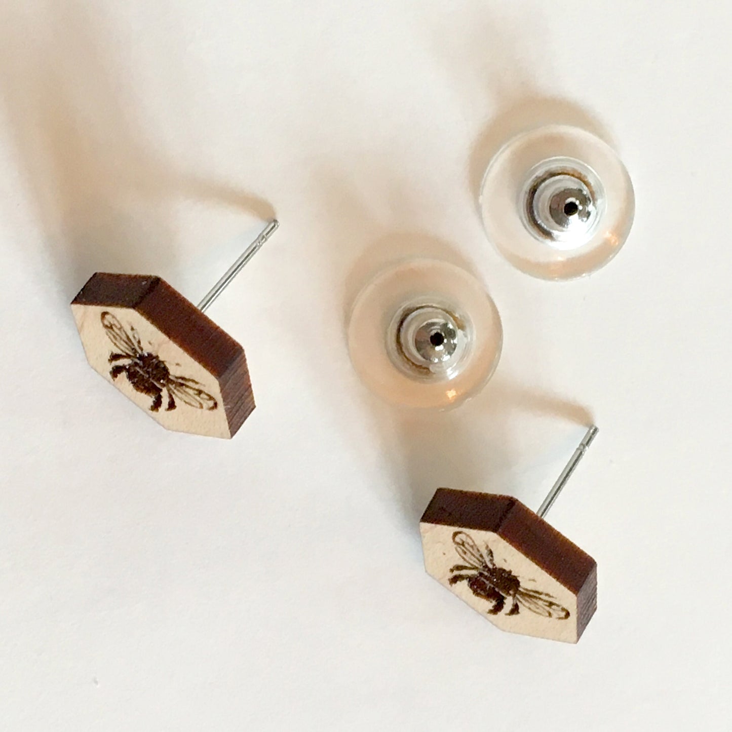 Honey Bee Hexagon Earrings