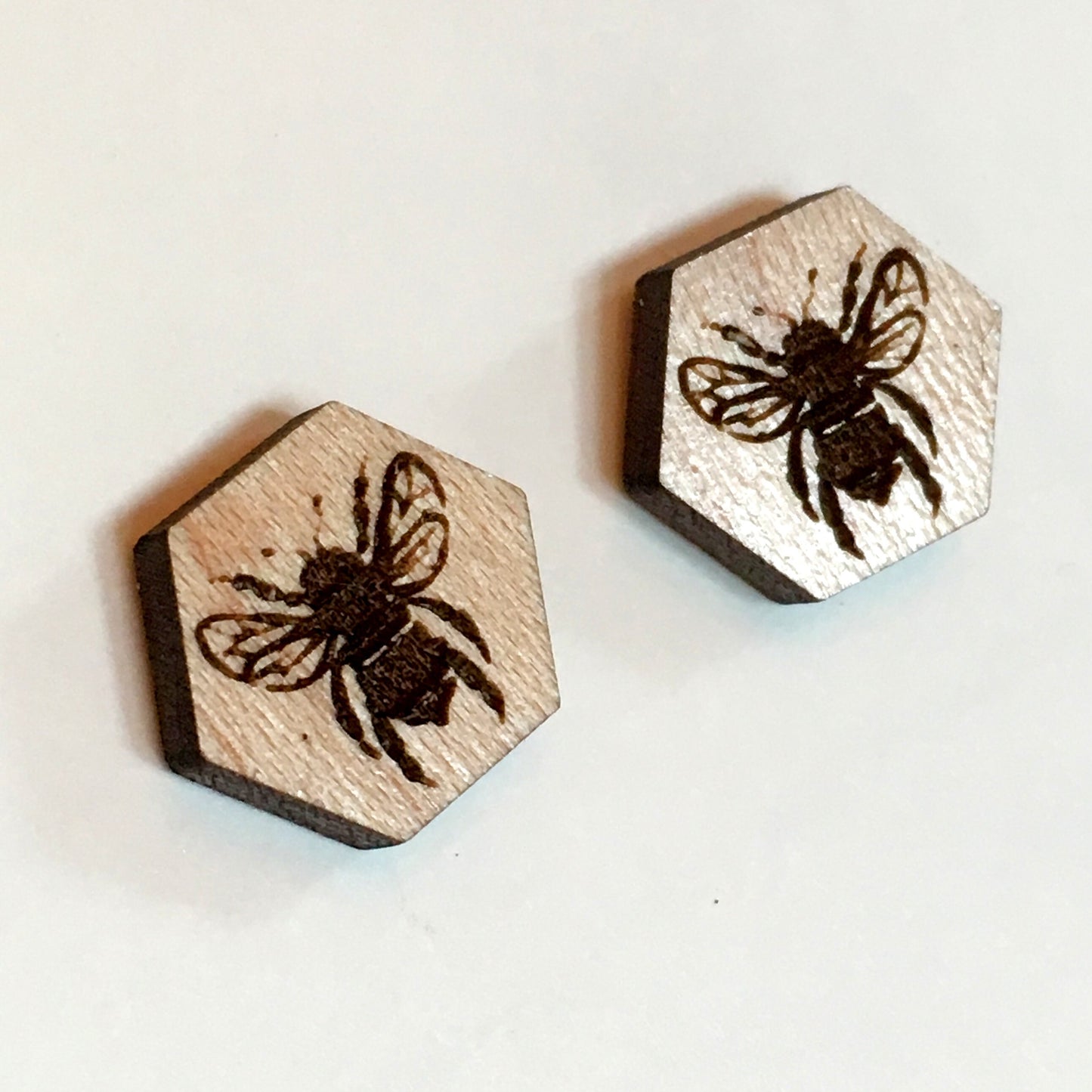 Honey Bee Hexagon Earrings