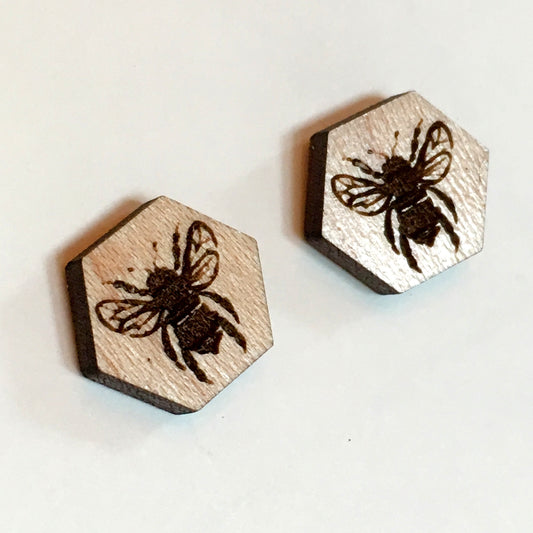 Honey Bee Hexagon Earrings
