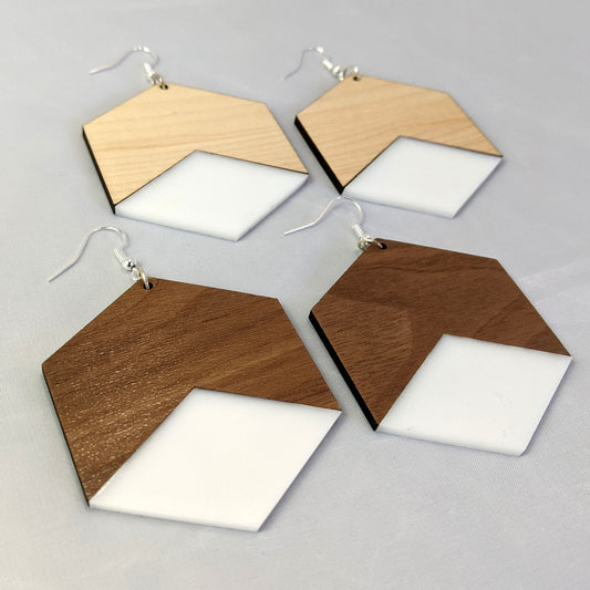 Hexagon Two Tone Earrings