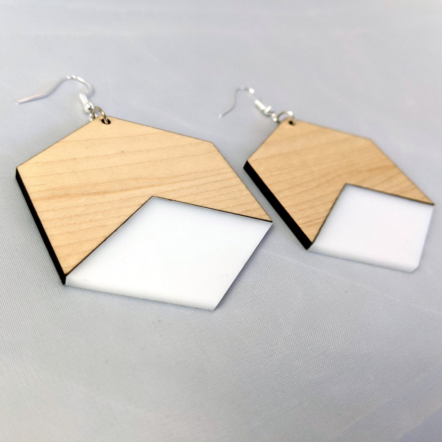 Hexagon Two Tone Earrings