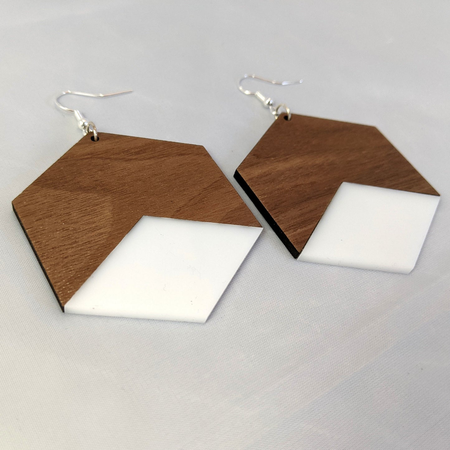 Hexagon Two Tone Earrings