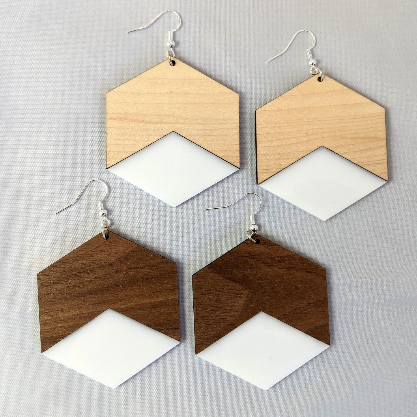 Hexagon Two Tone Earrings