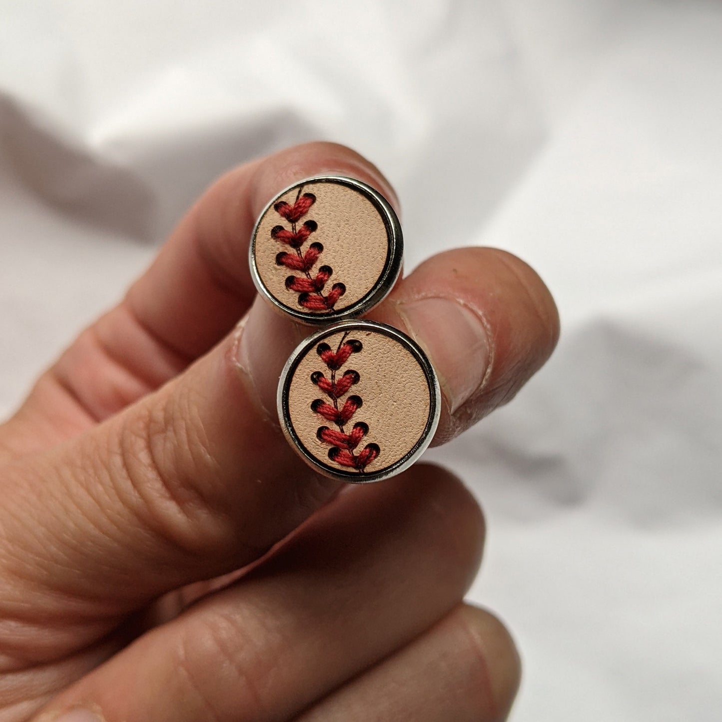 Leather Baseball Earrings