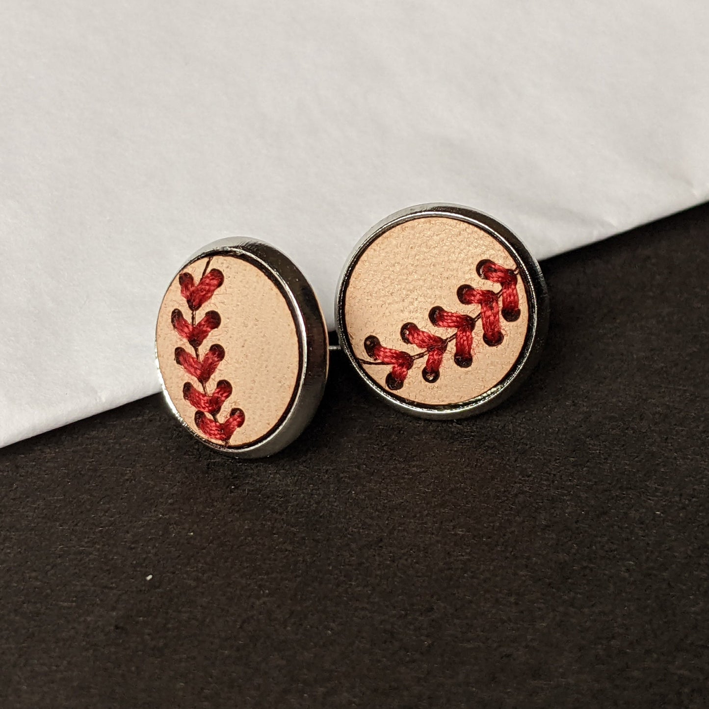 Leather Baseball Earrings