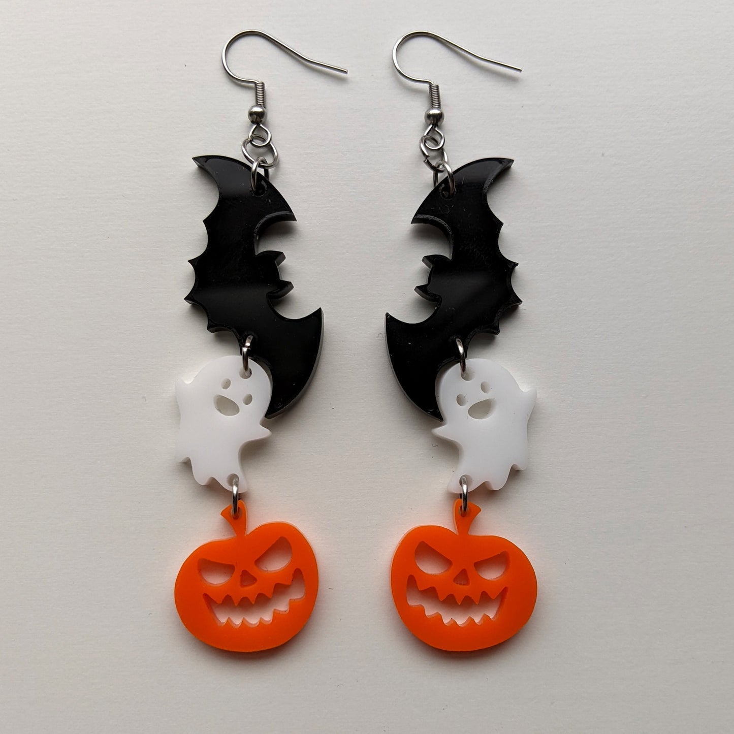 Bat Ghost Pumpkin Halloween Earrings