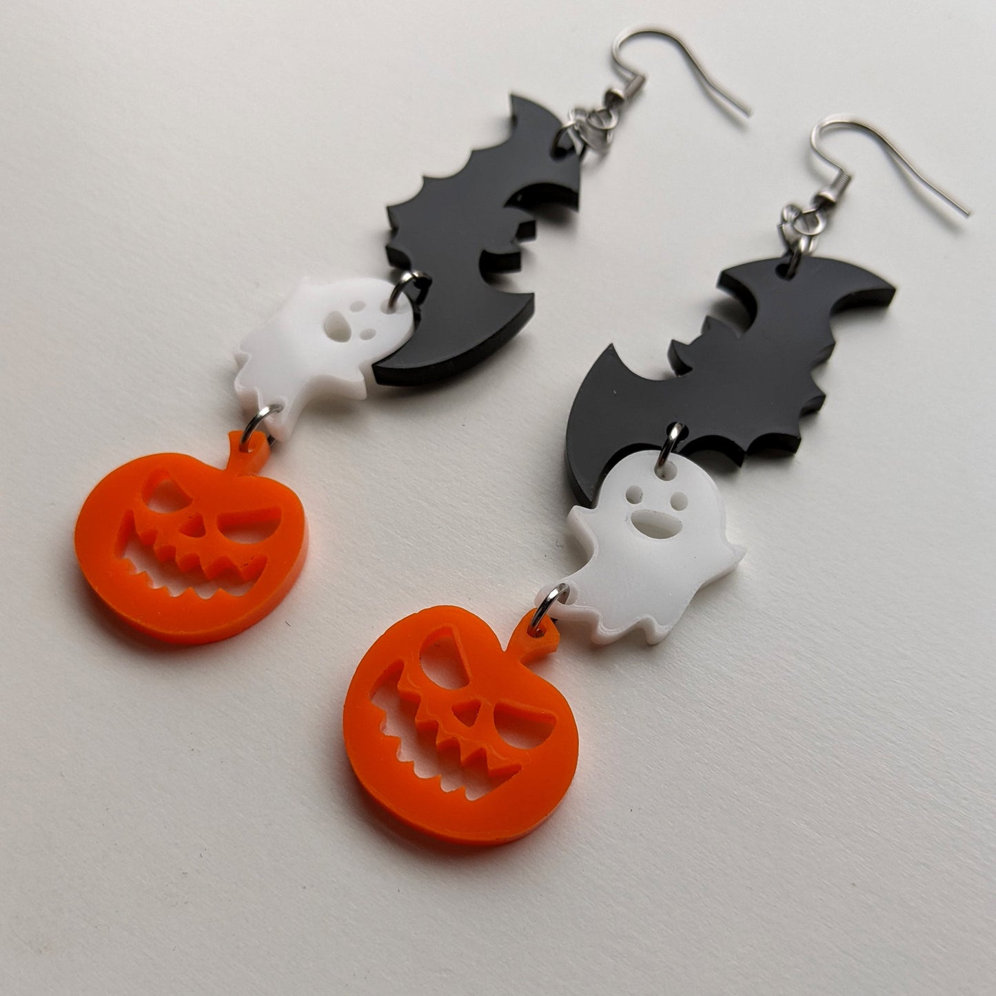 Bat Ghost Pumpkin Halloween Earrings