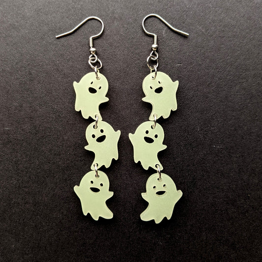 Glow in the Dark Ghost Halloween Earrings