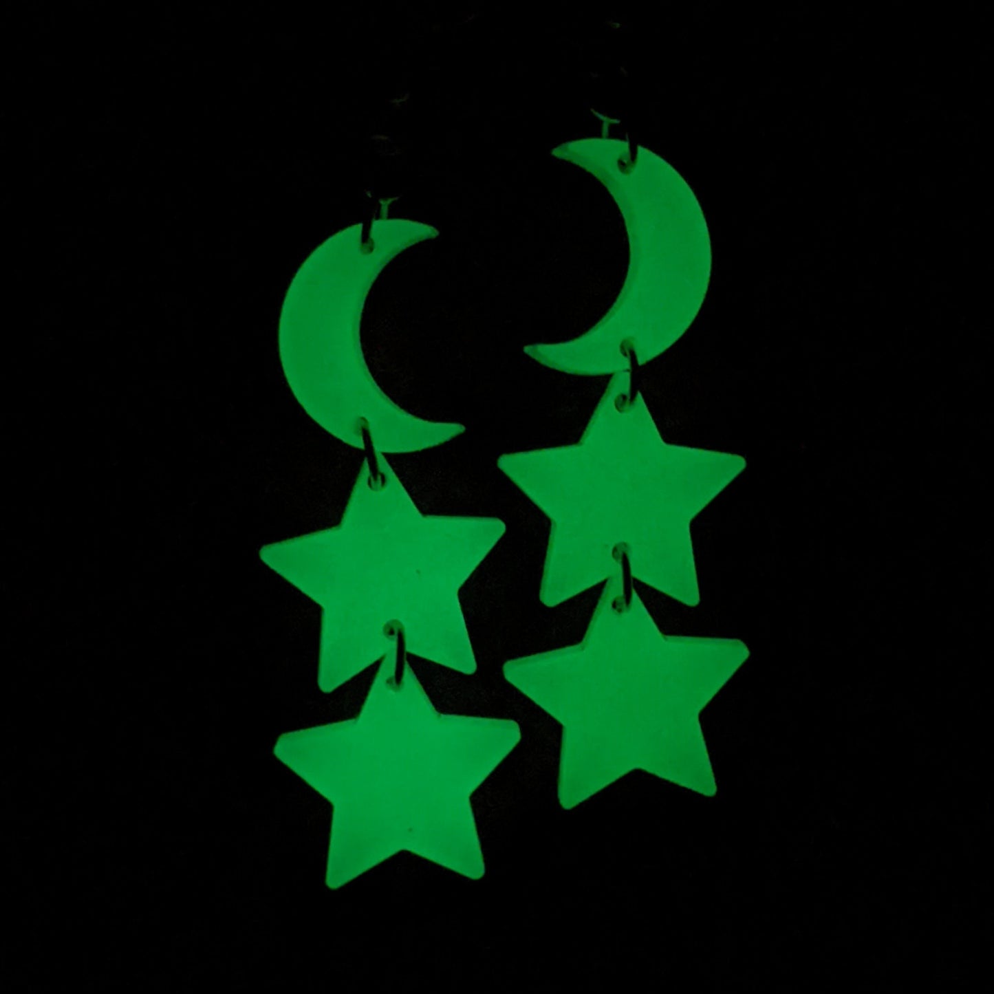 Glow in the Dark Moon and Stars Earrings