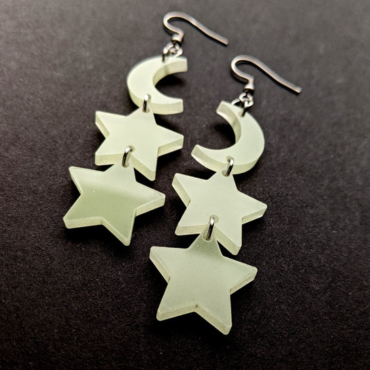 Glow in the Dark Moon and Stars Earrings