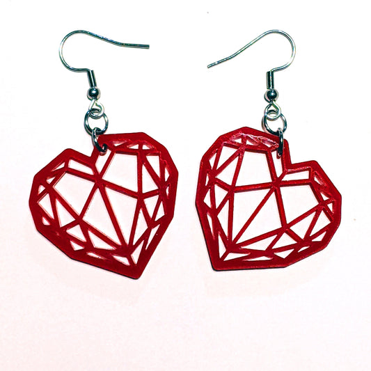 Polygonal Heart Dangle Earrings