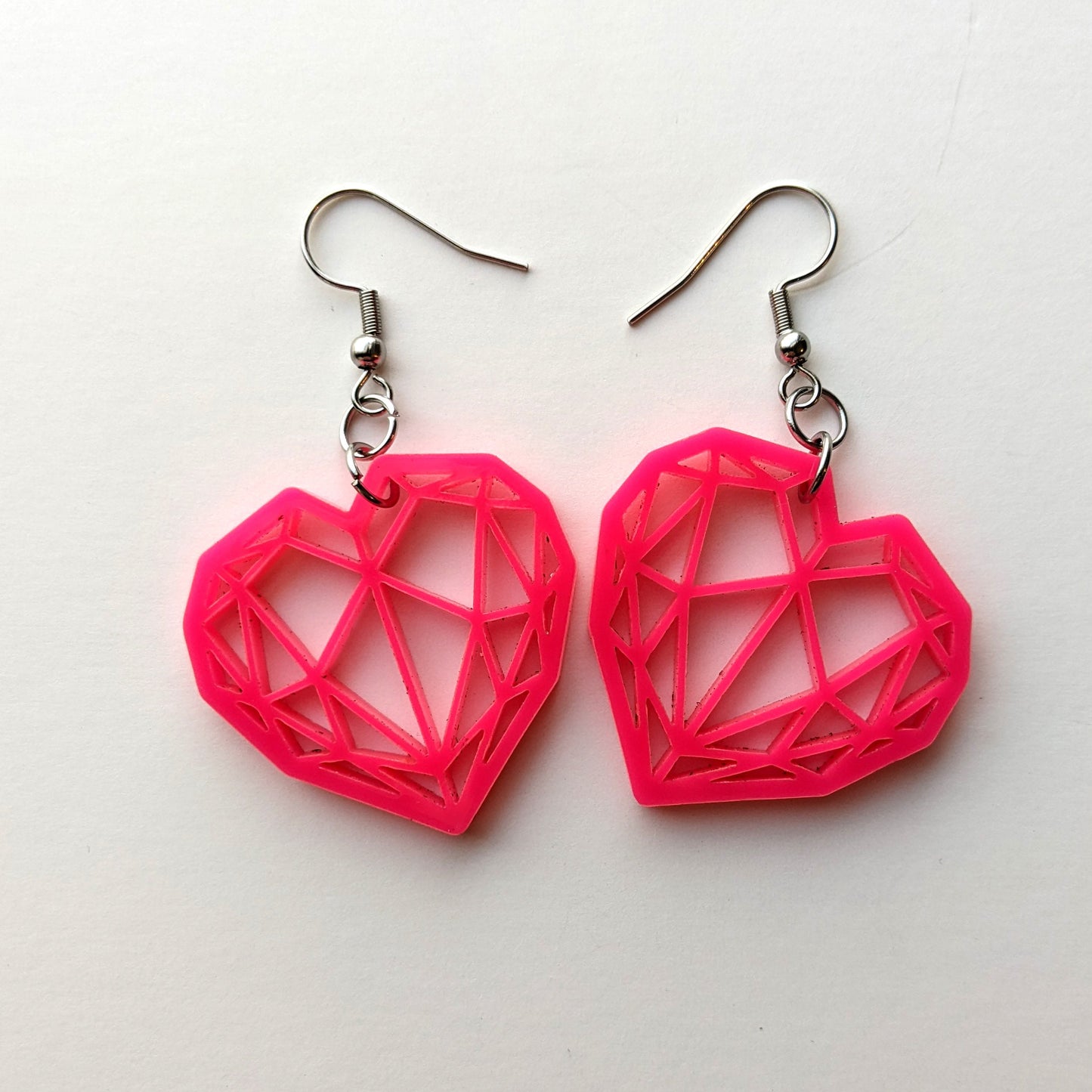 Polygonal Heart Dangle Earrings