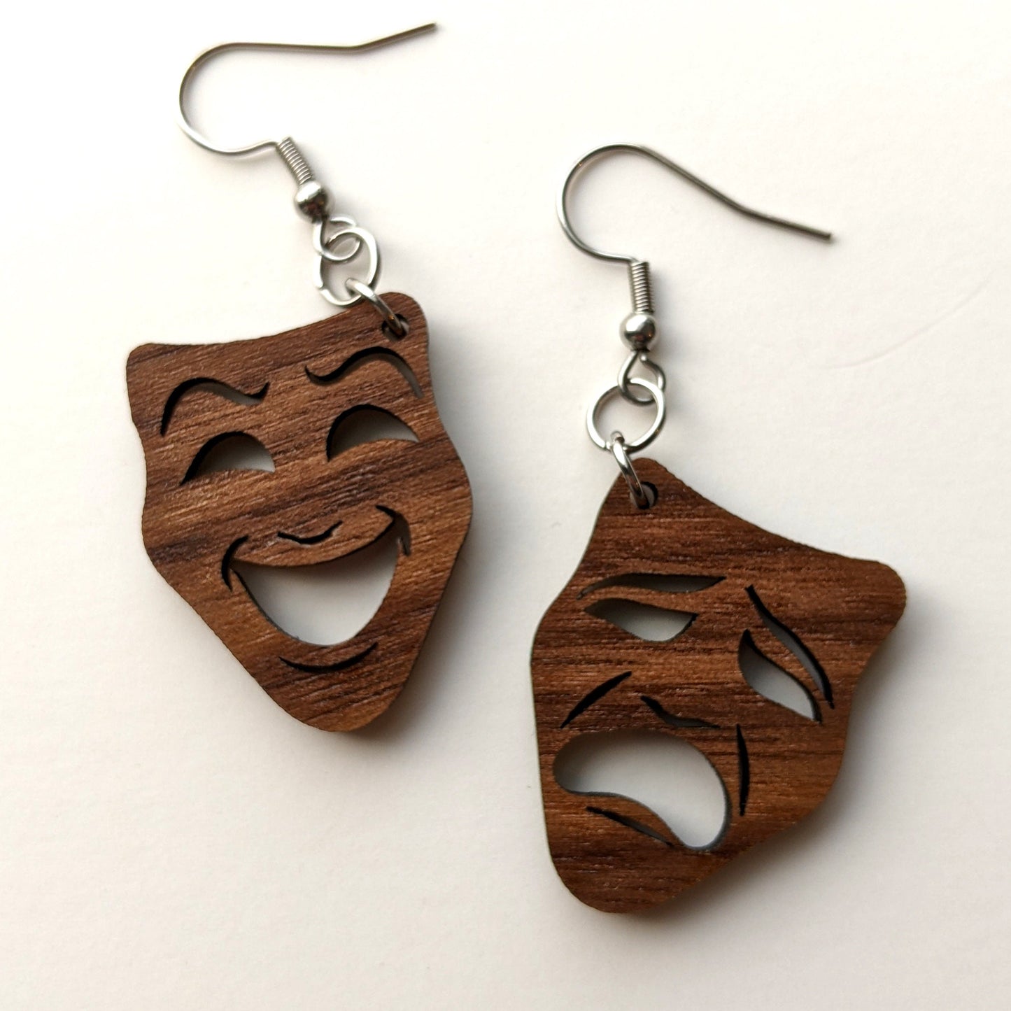Theatre Masks Tragedy Comedy Dangle Earrings