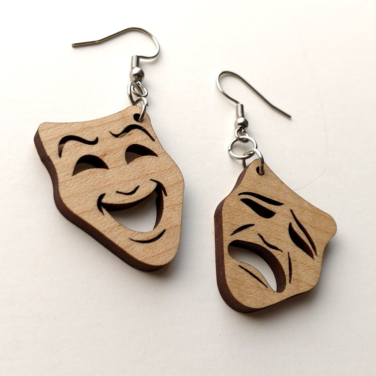 Theatre Masks Tragedy Comedy Dangle Earrings