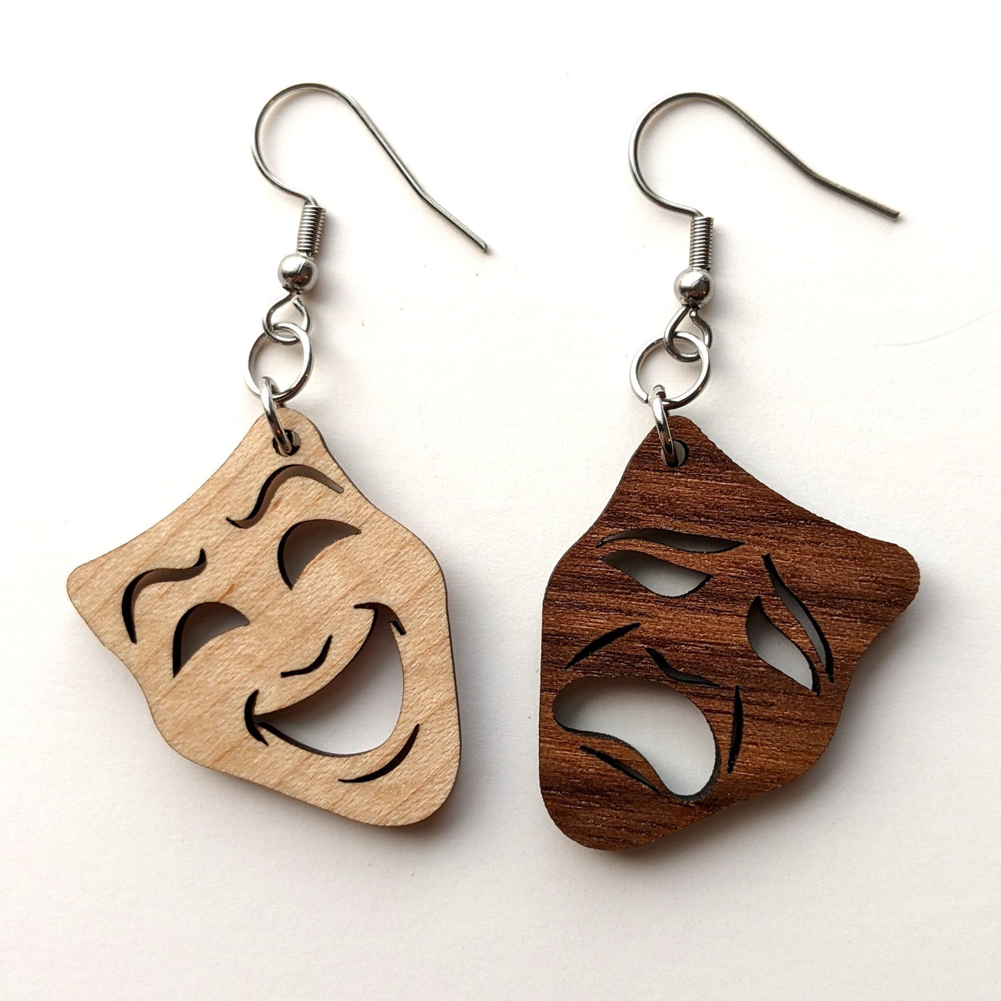 Theatre Masks Tragedy Comedy Dangle Earrings