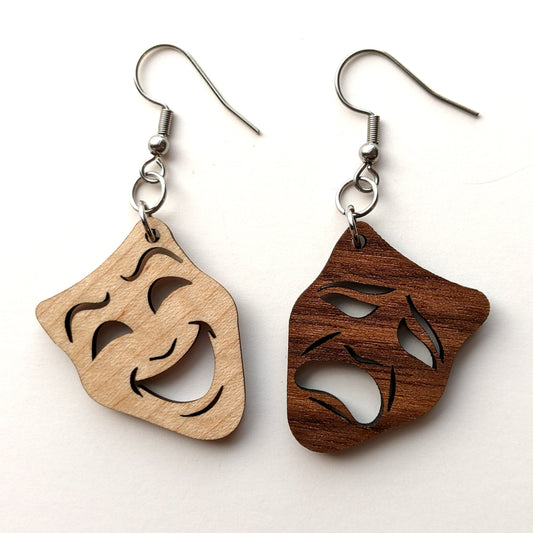 Theatre Masks Tragedy Comedy Dangle Earrings